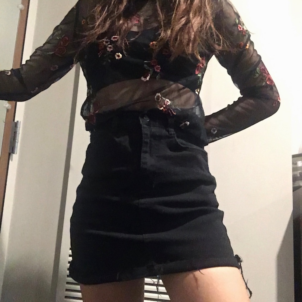 black denim skirt